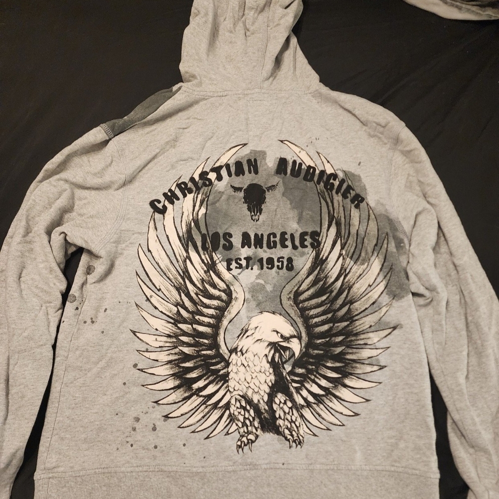Vintage Christian Audigier Zip Up Hoodie Medium